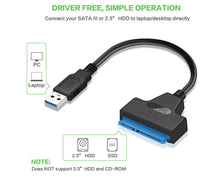 Cargar imagen en el visor de la galería, Cable Usb 3.0 A Sata 3 22 Pines 2.5 Pulgada