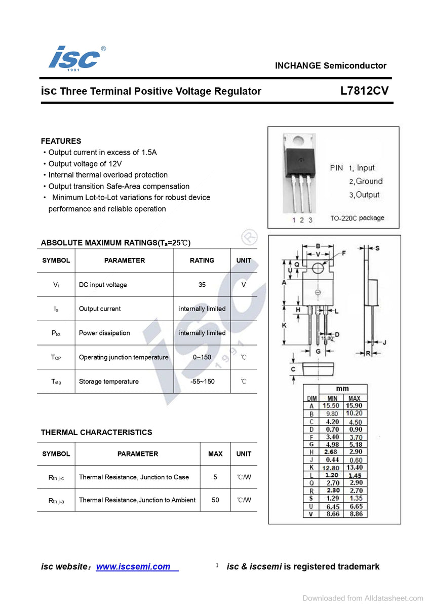 Regulador L7812CV TO220 fselectronicscl