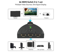 Cargar imagen en el visor de la galería, Adaptador Splitter Hdmi 4k 3x1 Selector
