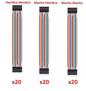 Pack 60 cables 20 cm (20 m-m + 20 h-h + 20 m-h)