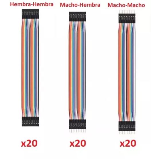 Pack 60 cables 20 cm (20 m-m + 20 h-h + 20 m-h)