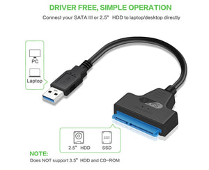 Cable Usb 3.0 A Sata 3 22 Pines 2.5 Pulgada