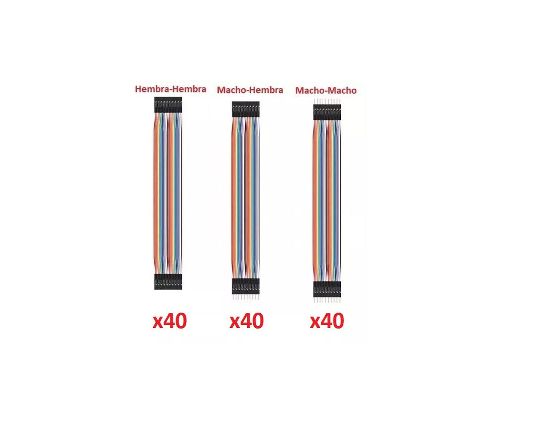 Pack 120 cables 20 cm (40 m-m + 40 h-h + 40 m-h)