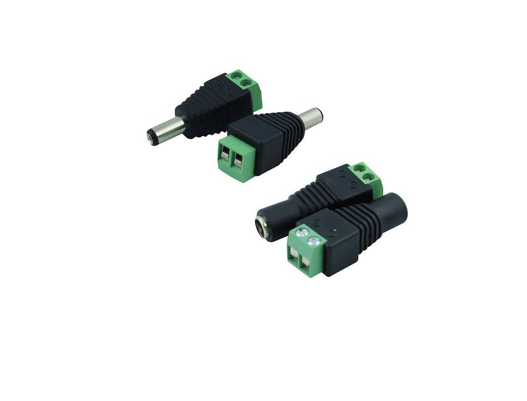 Conector Jack 5.5x2.1 mm macho y hembra