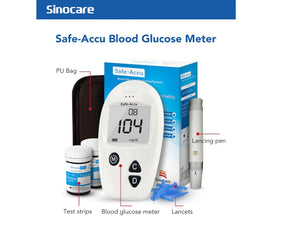 Glucómetro Sinocare + 50 Lancetas + 50 Tiras + Estuche