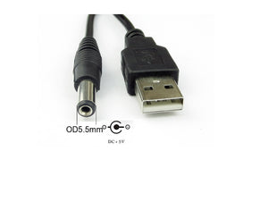 Adaptador 5V USB a 5V jack 5,5x2,1 mm