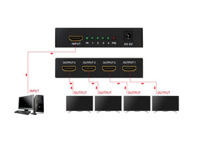 Splitter Hdmi 1080p 1x4 Full Hd 1 Entrada 4 Salidas 4k Y 3d