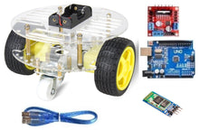 Cargar imagen en el visor de la galería, Chasis smart car Circular 4 ruedas Kit 2 Compatible con Arduino
