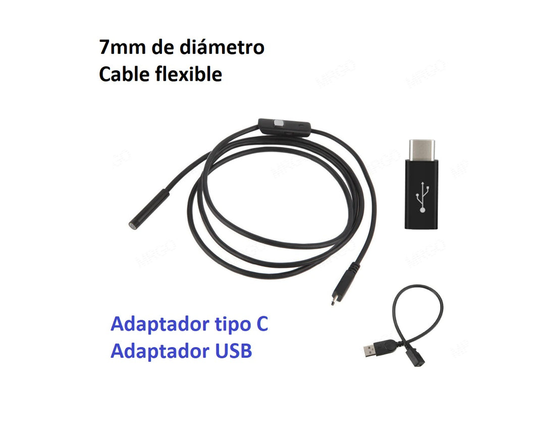 Cámara Endoscópica De 2 Metros 7mm Para Android, Pc Linterna