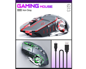 Mouse Gamer Inalámbrico Usb Recargable Led T-wolf